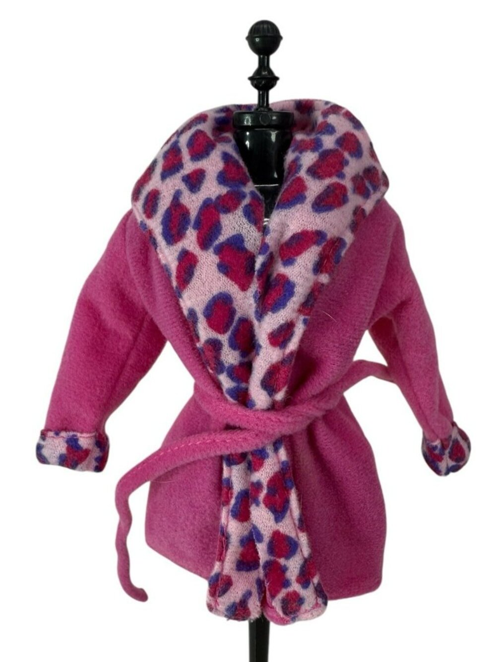 Vintage 1990s Barbie Doll Pink & Purple Leopard Coat/Robe w/ Tie Fashion Avenue?